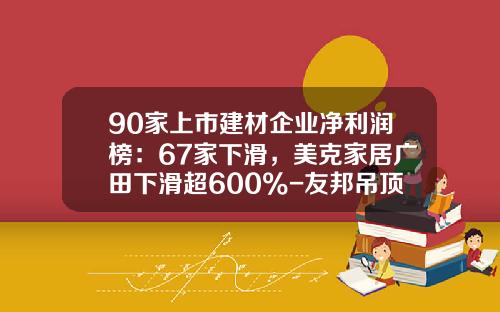 90家上市建材企业净利润榜：67家下滑，美克家居广田下滑超600%-友邦吊顶利润多少