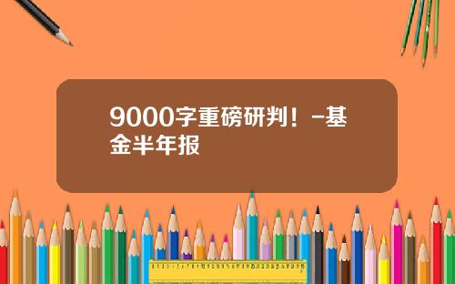 9000字重磅研判！-基金半年报