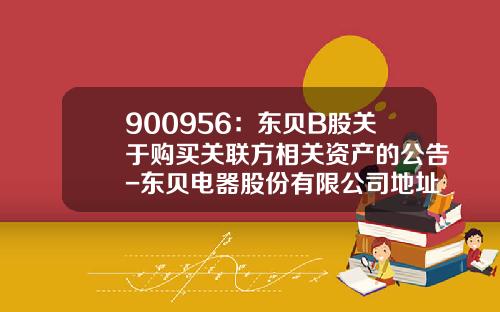 900956：东贝B股关于购买关联方相关资产的公告-东贝电器股份有限公司地址