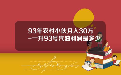 93年农村小伙月入30万-一升93号汽油利润是多少