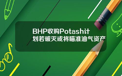 BHP收购Potash计划若破灭或将瞄准油气资产