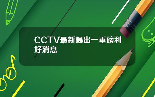 CCTV最新曝出一重磅利好消息