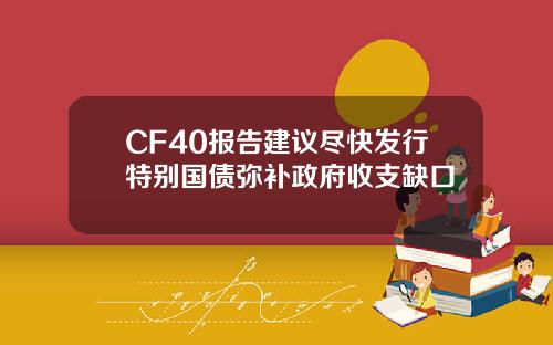 CF40报告建议尽快发行特别国债弥补政府收支缺口