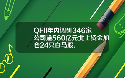 QFII年内调研346家公司逾560亿元北上资金加仓24只白马股.