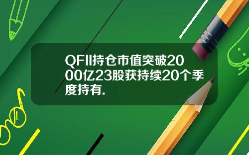 QFII持仓市值突破2000亿23股获持续20个季度持有.