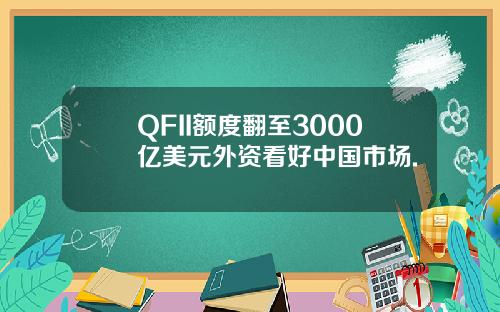 QFII额度翻至3000亿美元外资看好中国市场.