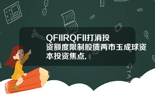 QFIIRQFII打消投资额度限制股债两市玉成球资本投资焦点.