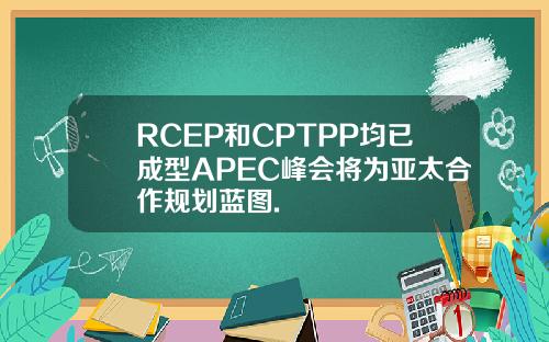 RCEP和CPTPP均已成型APEC峰会将为亚太合作规划蓝图.