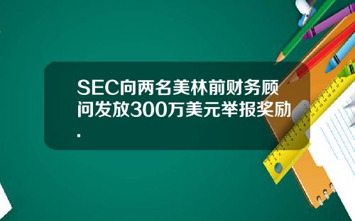 SEC向两名美林前财务顾问发放300万美元举报奖励.