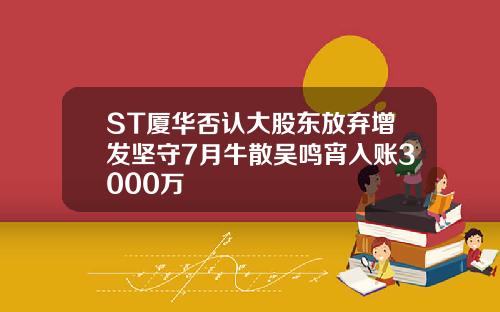 ST厦华否认大股东放弃增发坚守7月牛散吴鸣宵入账3000万