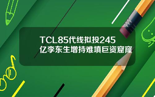 TCL85代线拟投245亿李东生增持难填巨资窟窿