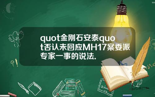 quot金刚石安泰quot否认未回应MH17案委派专家一事的说法.