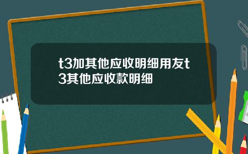 t3加其他应收明细用友t3其他应收款明细