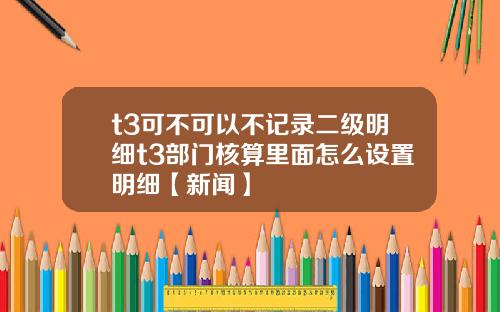 t3可不可以不记录二级明细t3部门核算里面怎么设置明细【新闻】