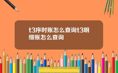 t3序时账怎么查询t3明细账怎么查询