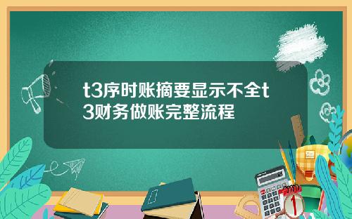 t3序时账摘要显示不全t3财务做账完整流程