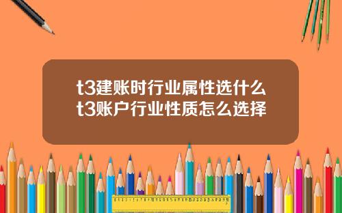 t3建账时行业属性选什么t3账户行业性质怎么选择