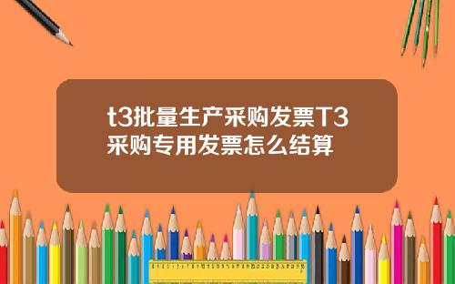t3批量生产采购发票T3采购专用发票怎么结算