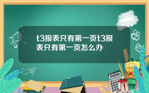 t3报表只有第一页t3报表只有第一页怎么办