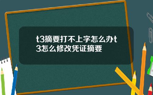 t3摘要打不上字怎么办t3怎么修改凭证摘要