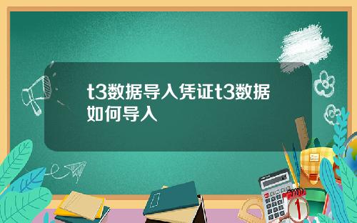 t3数据导入凭证t3数据如何导入
