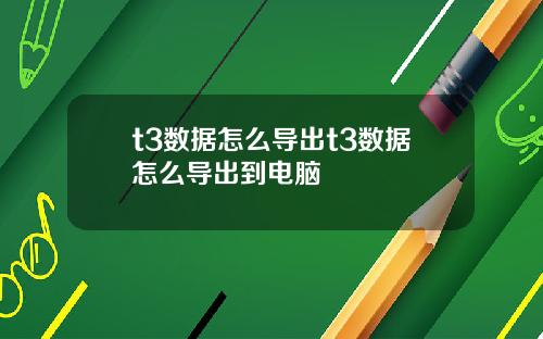 t3数据怎么导出t3数据怎么导出到电脑