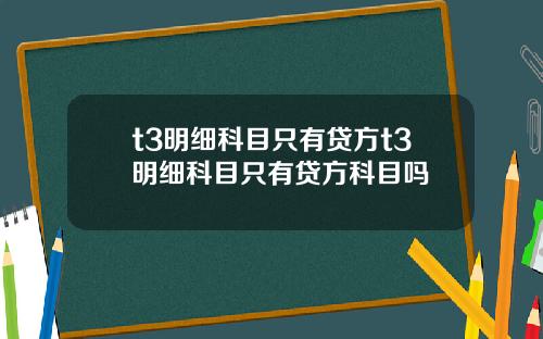 t3明细科目只有贷方t3明细科目只有贷方科目吗