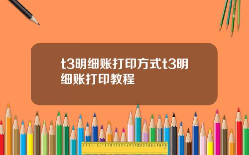 t3明细账打印方式t3明细账打印教程