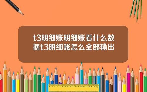 t3明细账明细账看什么数据t3明细账怎么全部输出