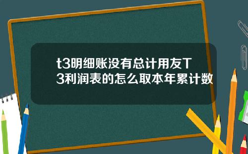 t3明细账没有总计用友T3利润表的怎么取本年累计数