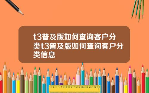 t3普及版如何查询客户分类t3普及版如何查询客户分类信息