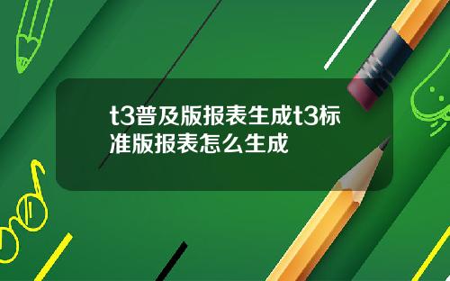 t3普及版报表生成t3标准版报表怎么生成