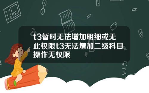 t3暂时无法增加明细或无此权限t3无法增加二级科目操作无权限