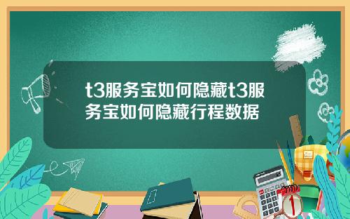 t3服务宝如何隐藏t3服务宝如何隐藏行程数据