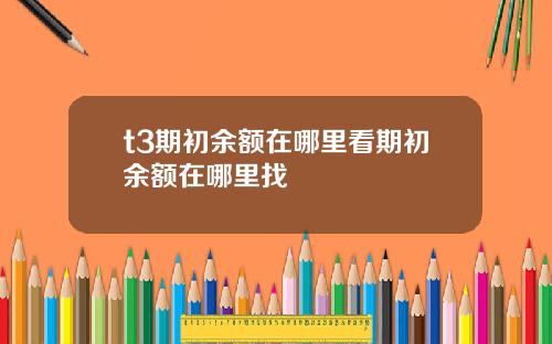 t3期初余额在哪里看期初余额在哪里找