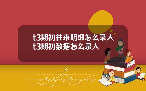 t3期初往来明细怎么录入t3期初数据怎么录入