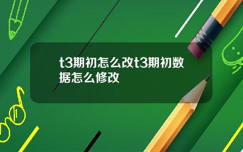 t3期初怎么改t3期初数据怎么修改