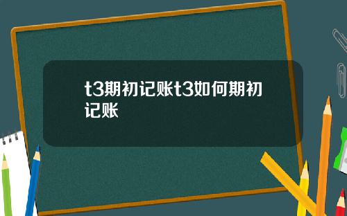 t3期初记账t3如何期初记账