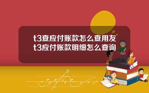 t3查应付账款怎么查用友t3应付账款明细怎么查询