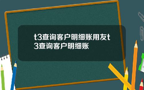 t3查询客户明细账用友t3查询客户明细账