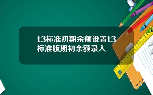 t3标准初期余额设置t3标准版期初余额录入
