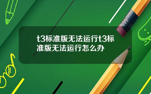 t3标准版无法运行t3标准版无法运行怎么办