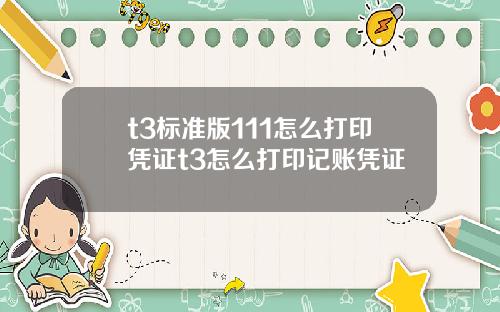 t3标准版111怎么打印凭证t3怎么打印记账凭证