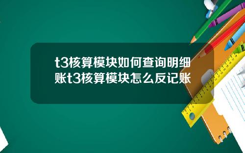 t3核算模块如何查询明细账t3核算模块怎么反记账