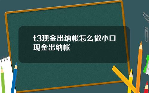 t3现金出纳帐怎么做小口现金出纳帐