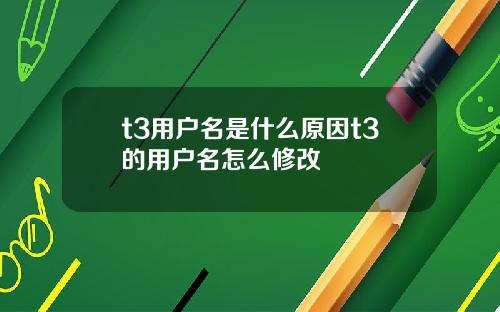t3用户名是什么原因t3的用户名怎么修改