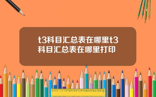 t3科目汇总表在哪里t3科目汇总表在哪里打印