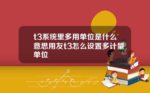 t3系统里多用单位是什么意思用友t3怎么设置多计量单位
