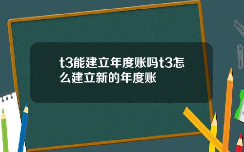 t3能建立年度账吗t3怎么建立新的年度账