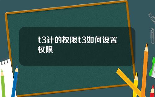 t3计的权限t3如何设置权限